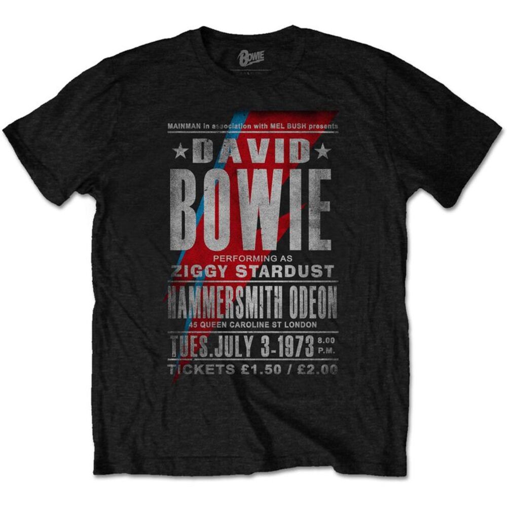 David Bowie Unisex Adult Hammersmith Odeon T-Shirt / Black